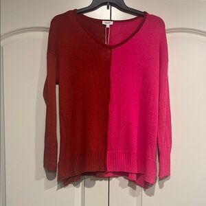 ODDY Red and Pink V-Neck Sweater